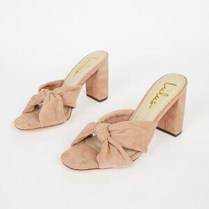 Jenissa Medium Natural Suede Knotted High Heel Sandals